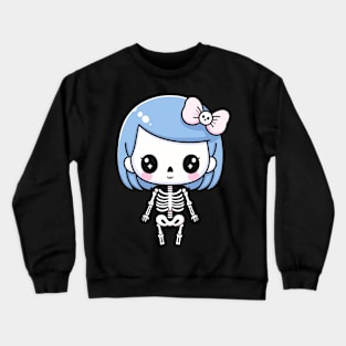 Cute Kawaii Girl Skeleton with a Bow | Halloween Cute Design for Kawaii Lovers Crewneck Sweatshirt